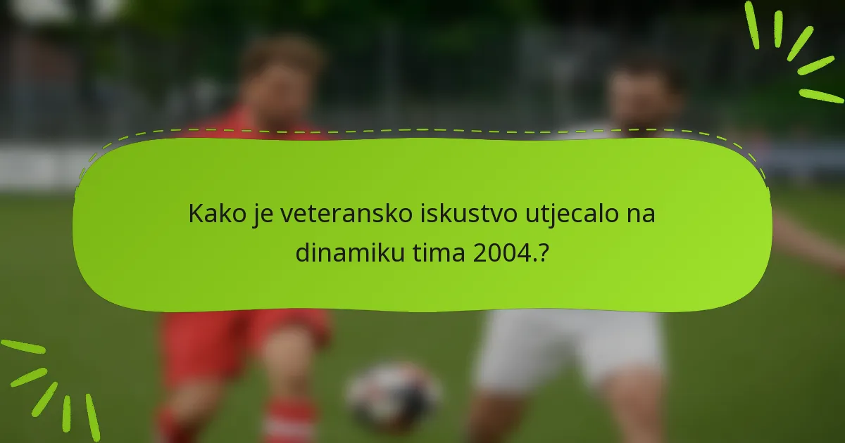 Kako je veteransko iskustvo utjecalo na dinamiku tima 2004.?