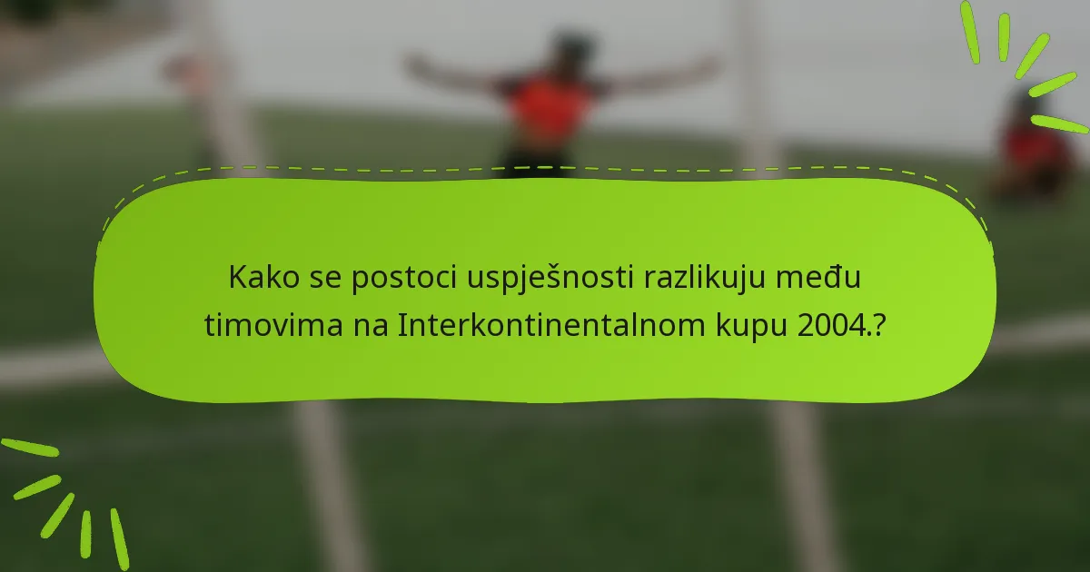 Kako se postoci uspješnosti razlikuju među timovima na Interkontinentalnom kupu 2004.?