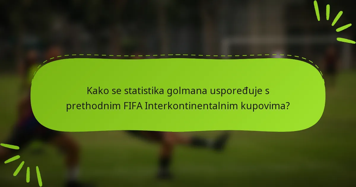 Kako se statistika golmana uspoređuje s prethodnim FIFA Interkontinentalnim kupovima?