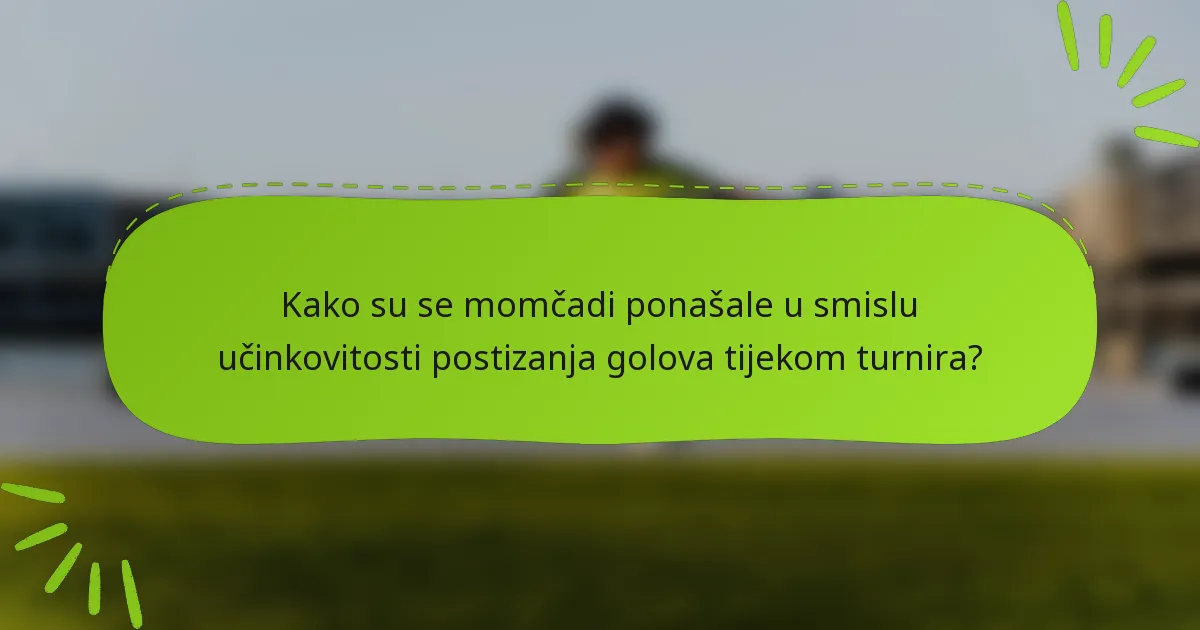 Kako su se momčadi ponašale u smislu učinkovitosti postizanja golova tijekom turnira?