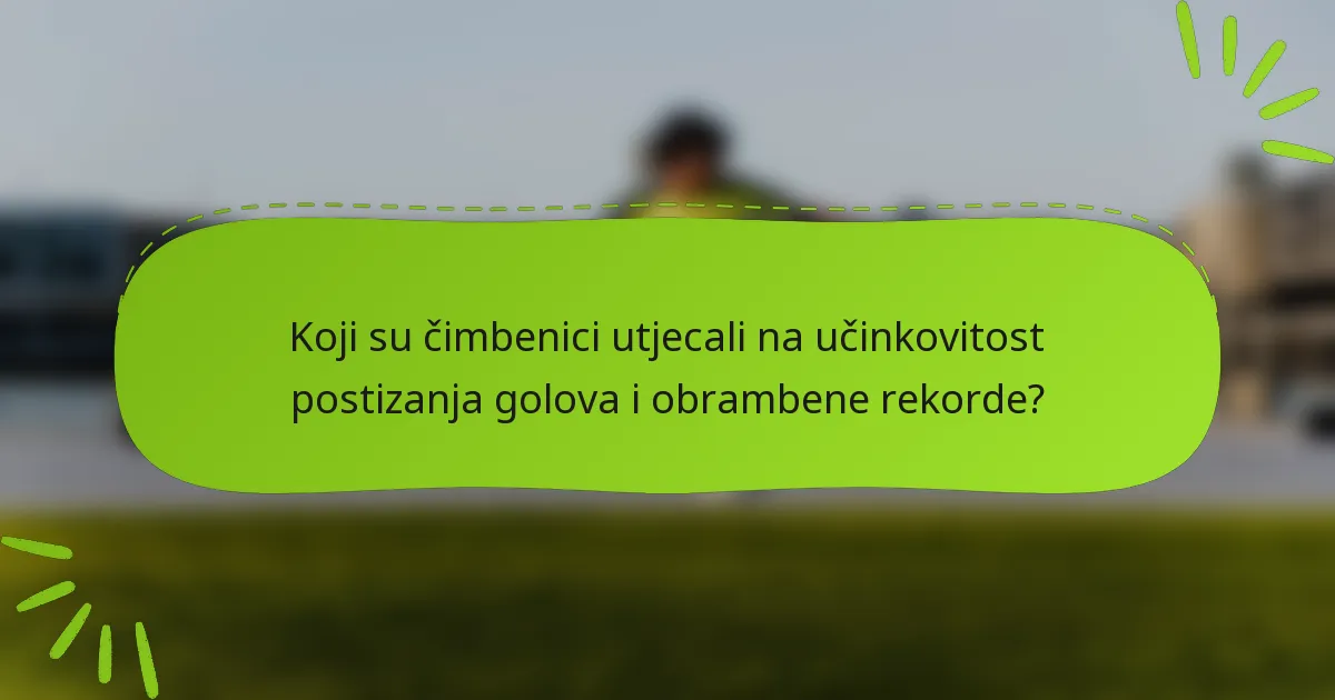 Koji su čimbenici utjecali na učinkovitost postizanja golova i obrambene rekorde?