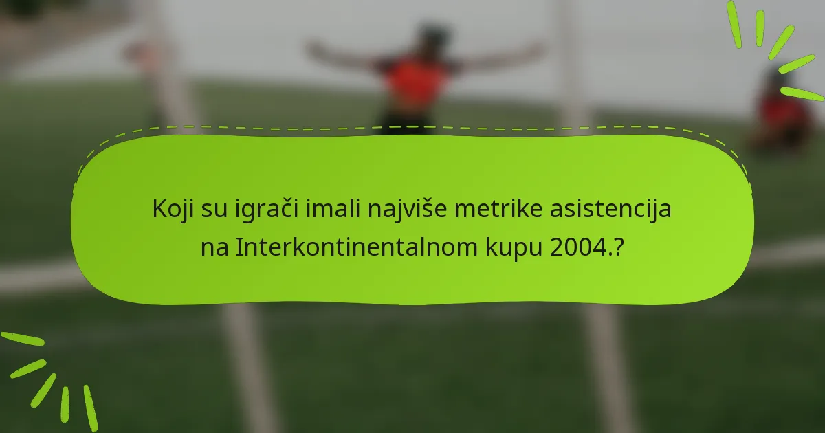 Koji su igrači imali najviše metrike asistencija na Interkontinentalnom kupu 2004.?